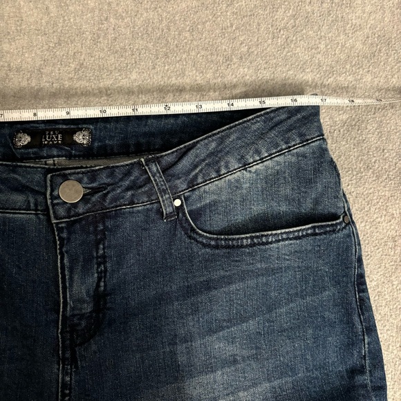 Tru Luxe Jeans slouchy boyfriend plaid flannel patches & holes 31/12p - Picture 11 of 13